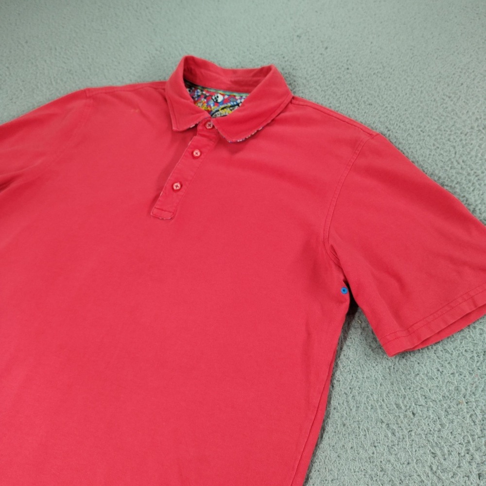 Robert Graham Polo Shirt Mens Large Red Solid Skull Collar Stretch Classic Fit